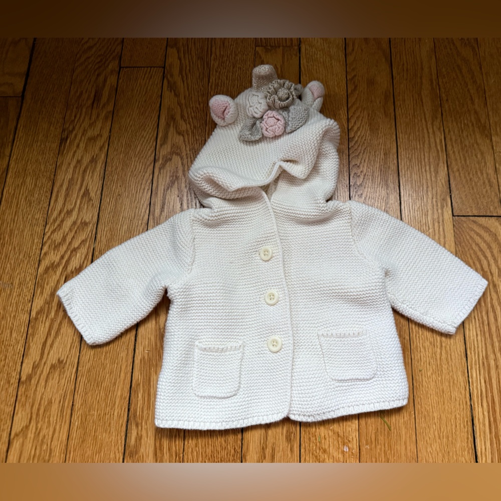 Gap Knit Baby Unicorn Hooded Cardigan - Size 0-3 Months